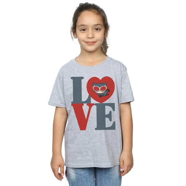 DC Comics Chibi Catwoman Love bomulls-T-shirt för flickor