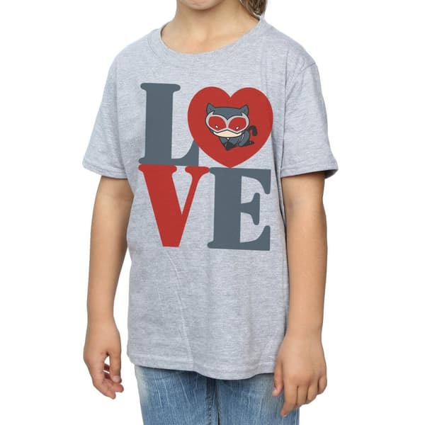 DC Comics Chibi Catwoman Love bomulls-T-shirt för flickor