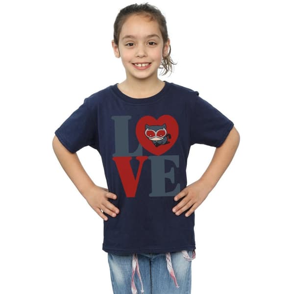 DC Comics Chibi Catwoman Love bomulls-T-shirt för flickor