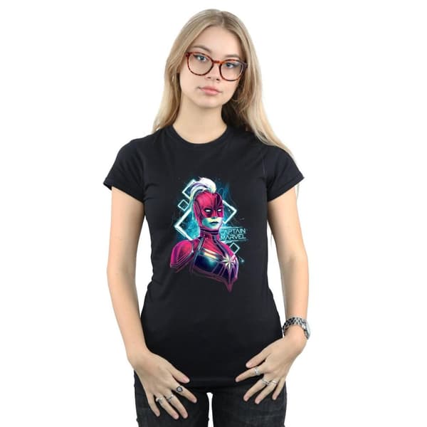 Marvel Dam/Tjej Captain Marvel Neon Warrior T-shirt i bomull