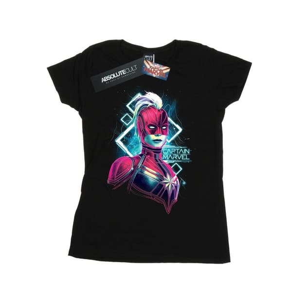 Marvel Dam/Tjej Captain Marvel Neon Warrior T-shirt i bomull