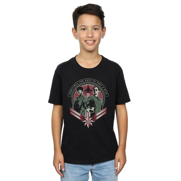Marvel Boys Captain Marvel Take A Risk T-Shirt