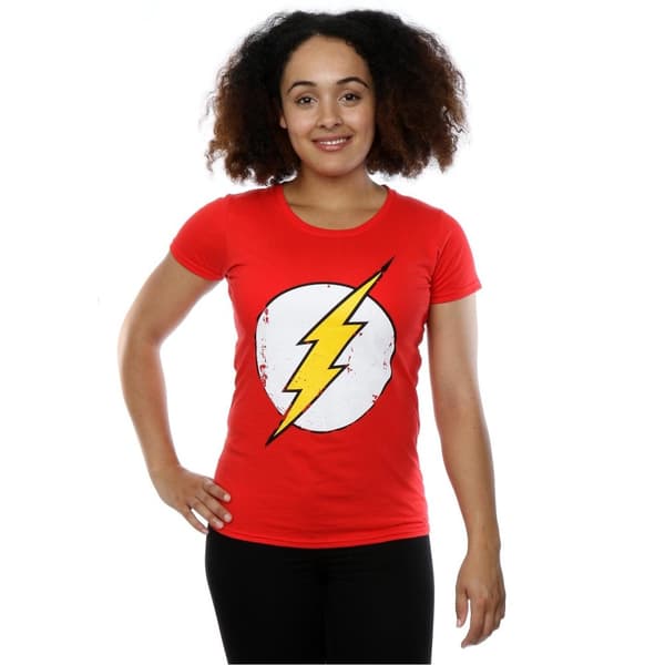 DC Comics Womens/Ladies Flash Distressed Logo Cotton T-Shirt