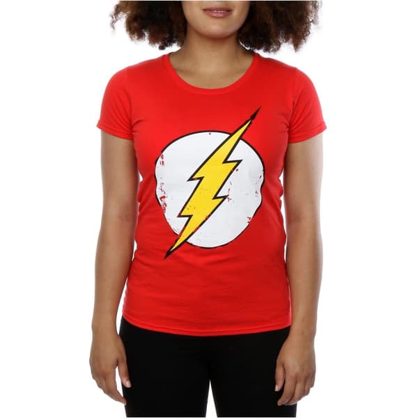 DC Comics Womens/Ladies Flash Distressed Logo Cotton T-Shirt