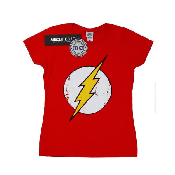 DC Comics Womens/Ladies Flash Distressed Logo Cotton T-Shirt