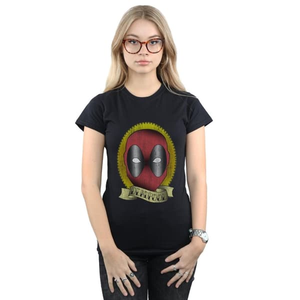 Marvel Dam/Tjej - Deadpool - T-shirt i bomull med tatueringstryck