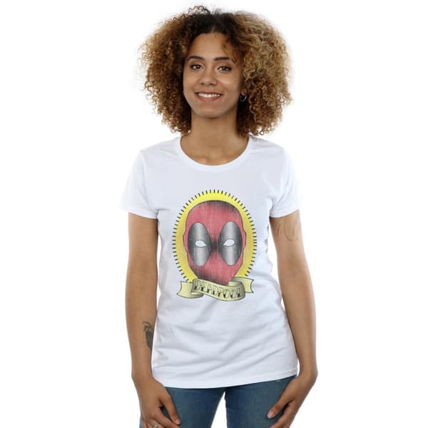 Marvel Dam/Tjej - Deadpool - T-shirt i bomull med tatueringstryck