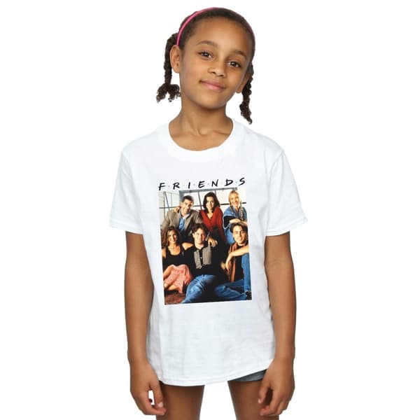 Friends T-shirt i bomull med fönster för gruppfoto för flickor