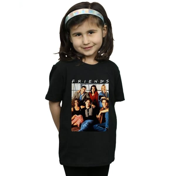 Friends T-shirt i bomull med fönster för gruppfoto för flickor