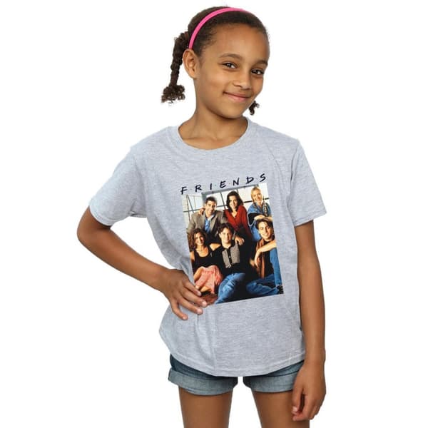 Friends T-shirt i bomull med fönster för gruppfoto för flickor