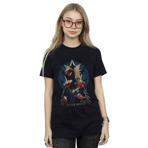 Marvel Womens/Ladies Captain Marvel Jet Burst Cotton Boyfriend T-Shirt