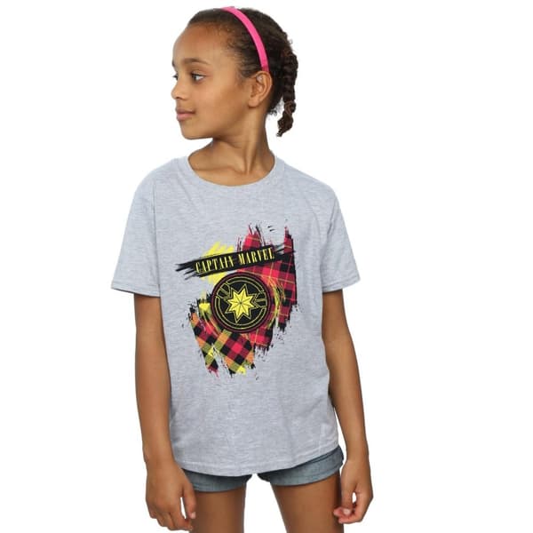 Marvel T-shirt i bomull med Tartan Patch för flickor