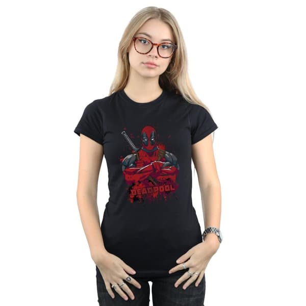 Marvel Womens/Ladies Deadpool Pose Splat Cotton T-Shirt