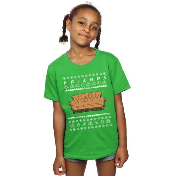 Friends Girls Fair Isle Couch Cotton T-Shirt