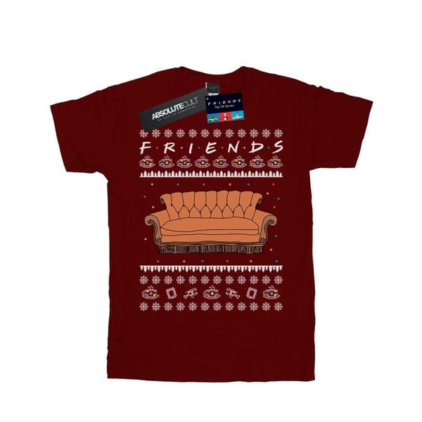 Friends T-shirt i bomull med Fair Isle-soffa för flickor