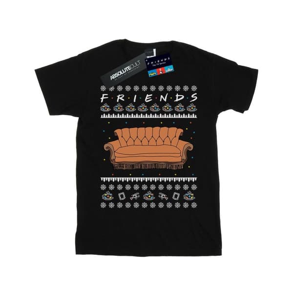 Friends T-shirt i bomull med Fair Isle-soffa för flickor