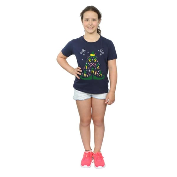 Elf Girls Christmas Tree Cotton T-Shirt