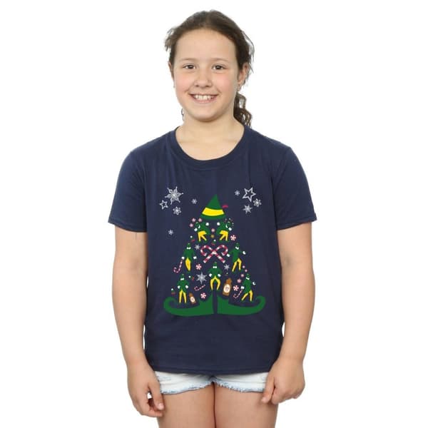 Elf Girls Christmas Tree Cotton T-Shirt