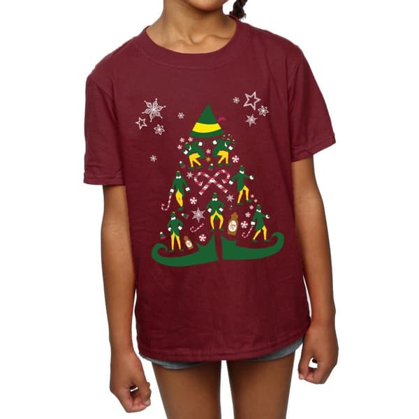 Elf Girls Christmas Tree Cotton T-Shirt