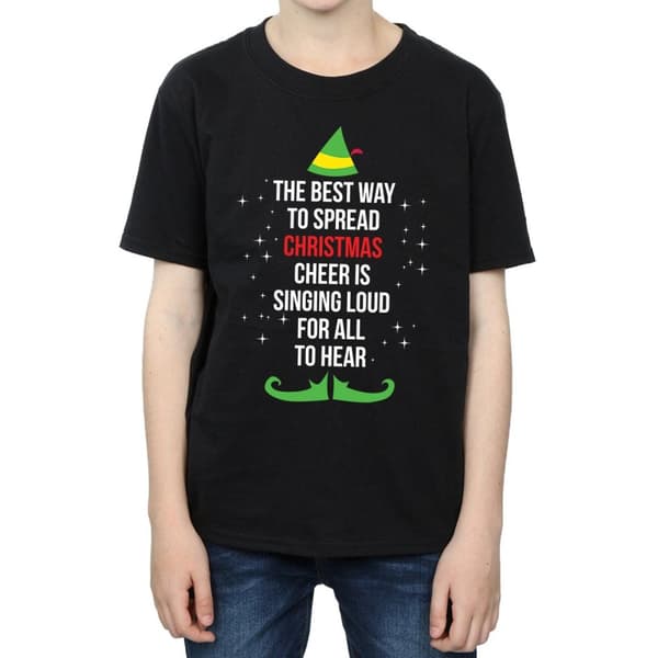 Elf Boys Christmas Cheer Text T-Shirt