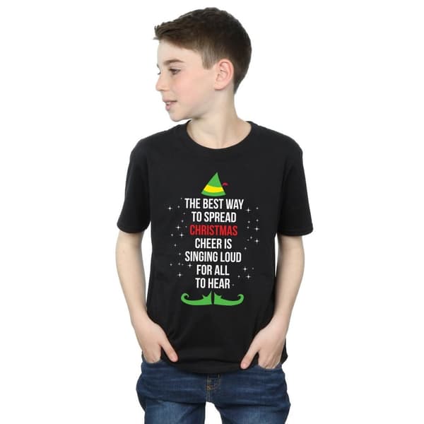 Elf Boys Christmas Cheer Text T-Shirt
