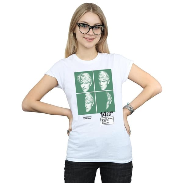 David Bowie Womens/Ladies 1983 Concert Poster Cotton T-Shirt