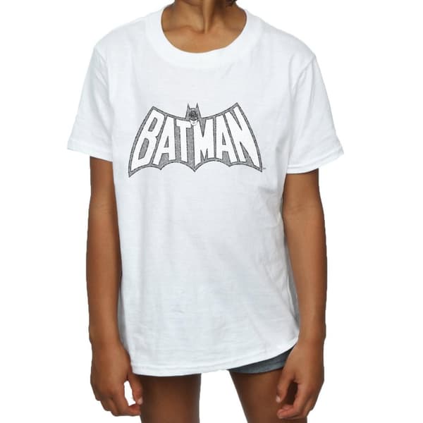 DC Comics Girls Batman Retro Crackle Logo Cotton T-Shirt