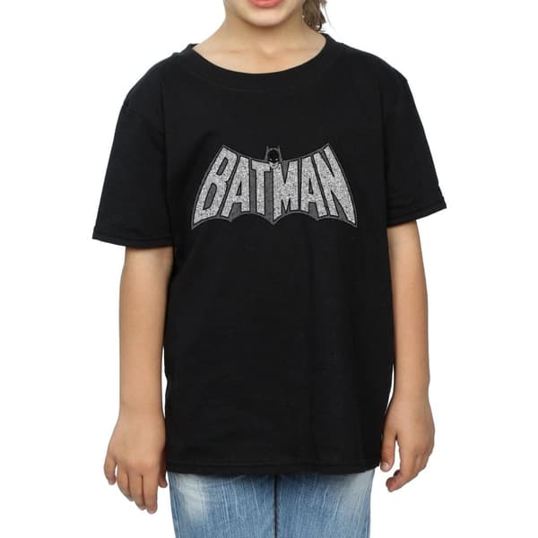 DC Comics Girls Batman Retro Crackle Logo Cotton T-Shirt