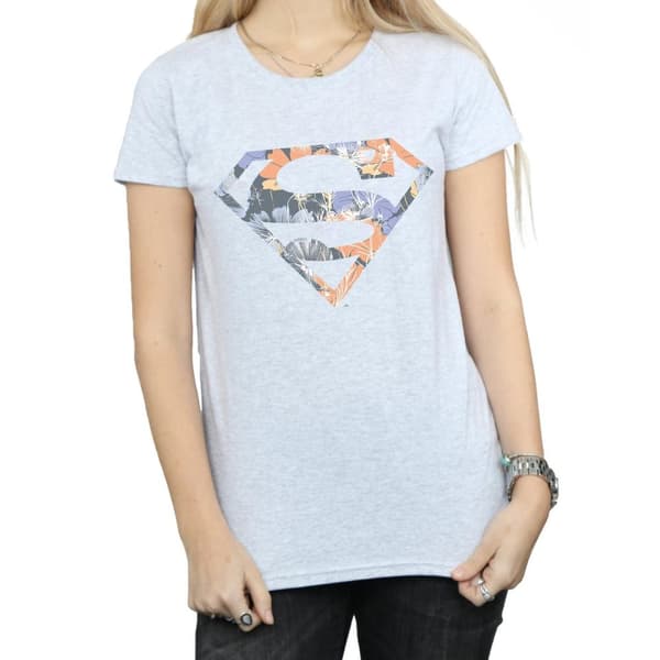 DC Comics Womens/Ladies Superman Floral Logo 2 Cotton T-Shirt