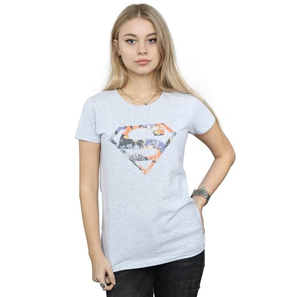 DC Comics Womens/Ladies Superman Floral Logo 2 Cotton T-Shirt