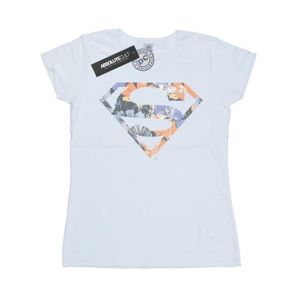 DC Comics Womens/Ladies Superman Floral Logo 2 Cotton T-Shirt