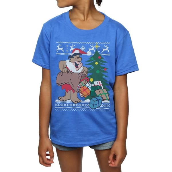 The Flintstones Girls Christmas Fair Isle Cotton T-Shirt