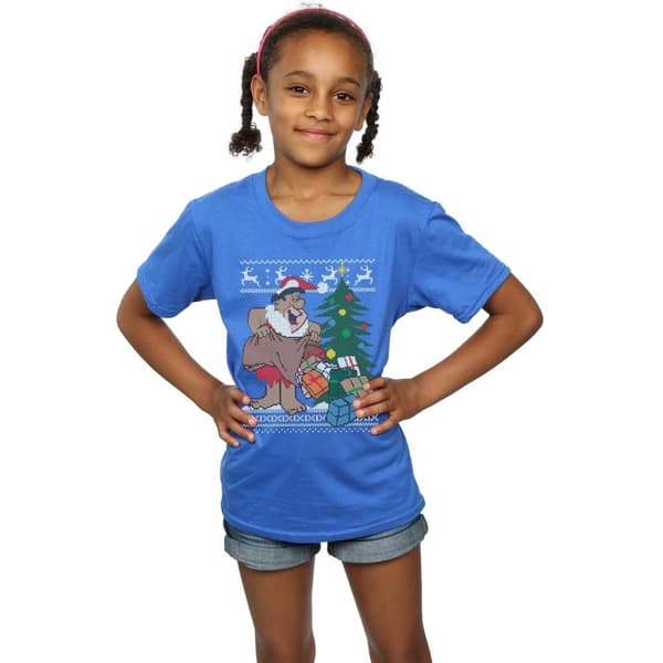 The Flintstones Girls Christmas Fair Isle Cotton T-Shirt