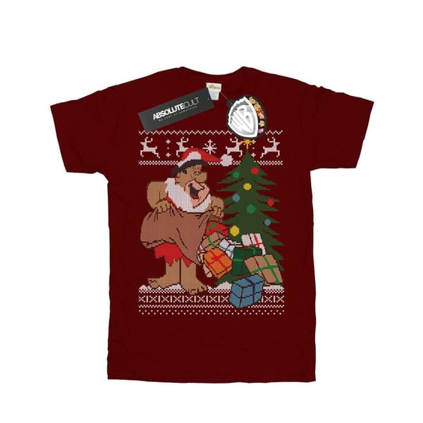 The Flintstones Girls Christmas Fair Isle Cotton T-Shirt