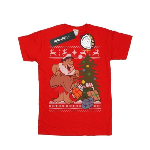 The Flintstones Girls Christmas Fair Isle Cotton T-Shirt