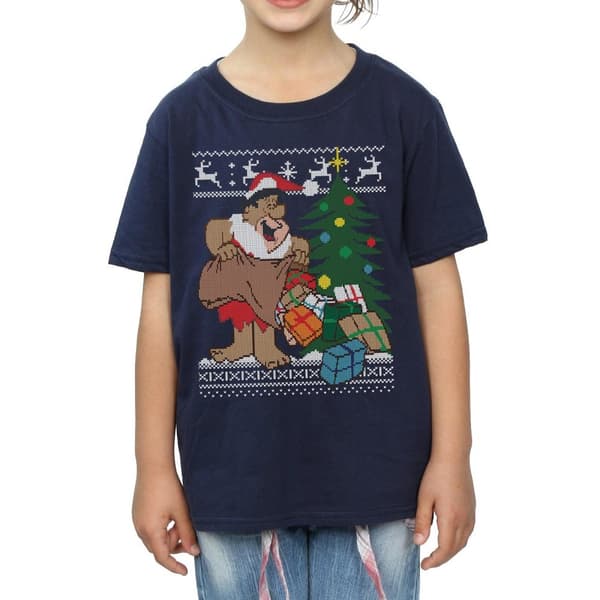 The Flintstones Girls Christmas Fair Isle Cotton T-Shirt