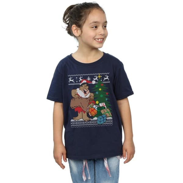 The Flintstones Girls Christmas Fair Isle Cotton T-Shirt