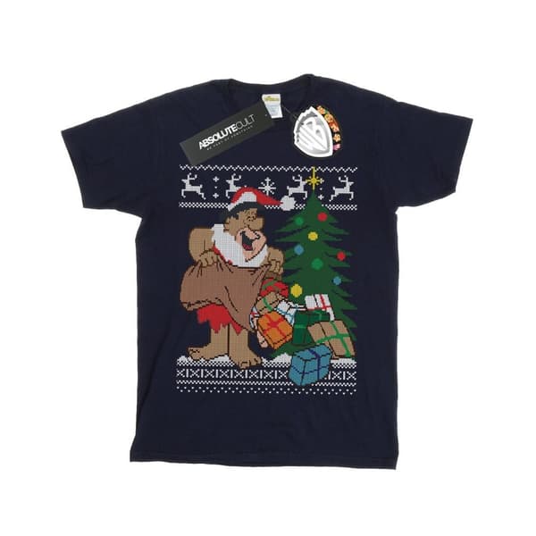 The Flintstones Girls Christmas Fair Isle Cotton T-Shirt