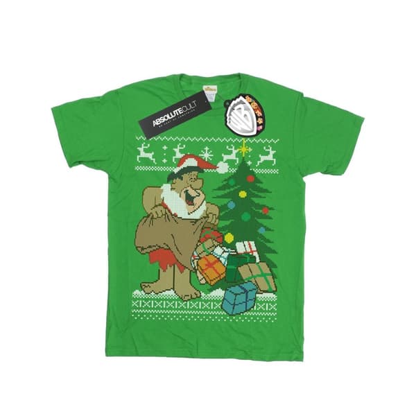 The Flintstones Girls Christmas Fair Isle Cotton T-Shirt