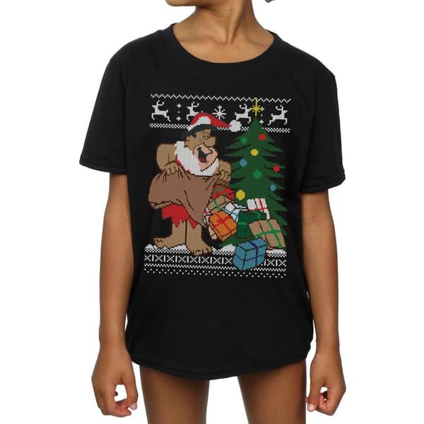 The Flintstones Girls Christmas Fair Isle Cotton T-Shirt