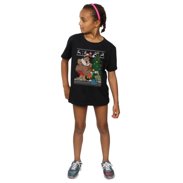 The Flintstones Girls Christmas Fair Isle Cotton T-Shirt