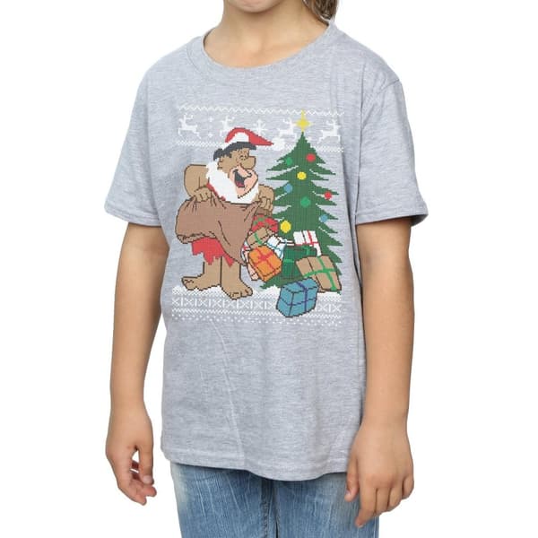 The Flintstones Girls Christmas Fair Isle Cotton T-Shirt