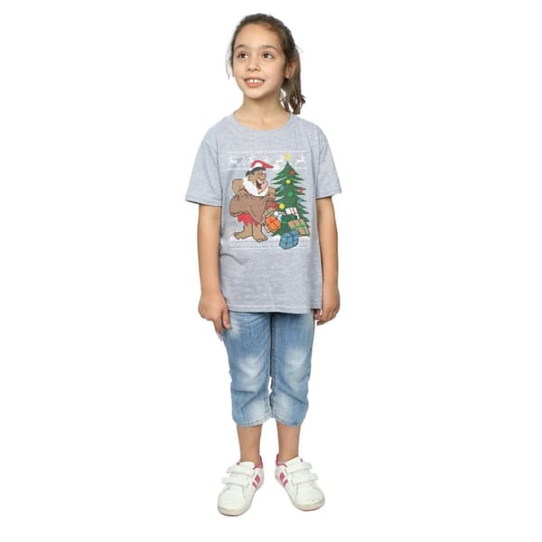 The Flintstones Girls Christmas Fair Isle Cotton T-Shirt