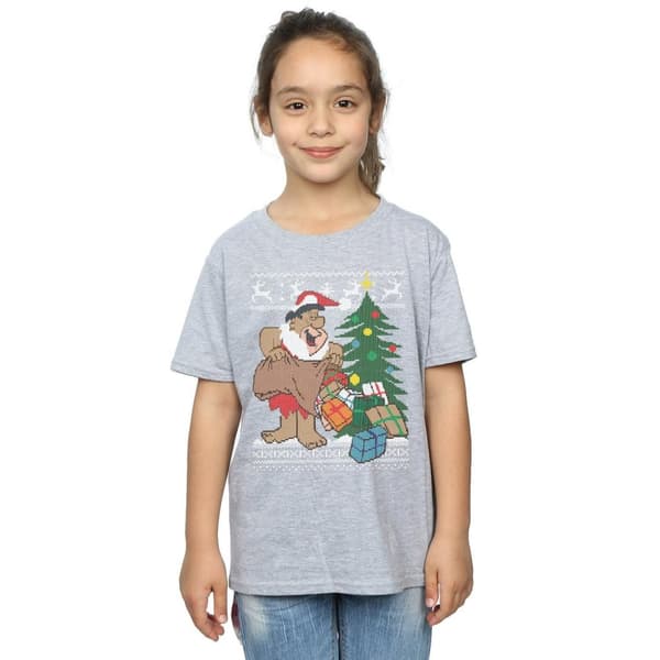 The Flintstones Girls Christmas Fair Isle Cotton T-Shirt