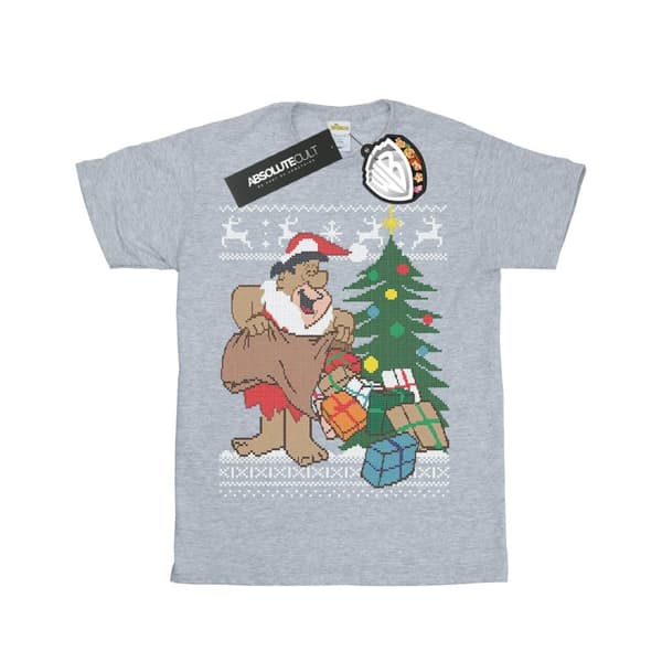 The Flintstones Girls Christmas Fair Isle Cotton T-Shirt