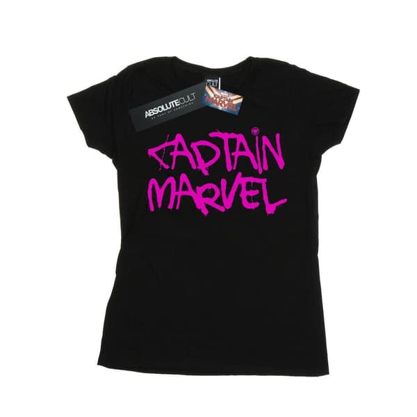 Marvel Dam/Tjej - Captain Marvel - T-shirt i bomull med spraytext