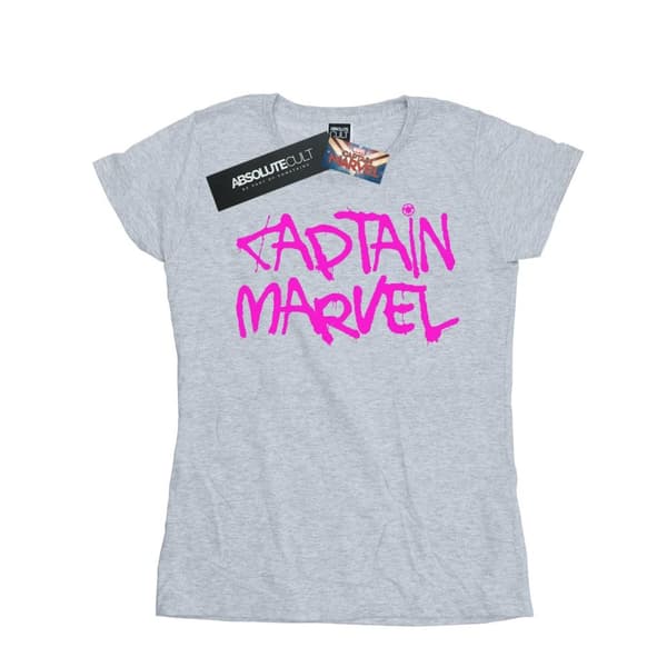Marvel Dam/Tjej - Captain Marvel - T-shirt i bomull med spraytext