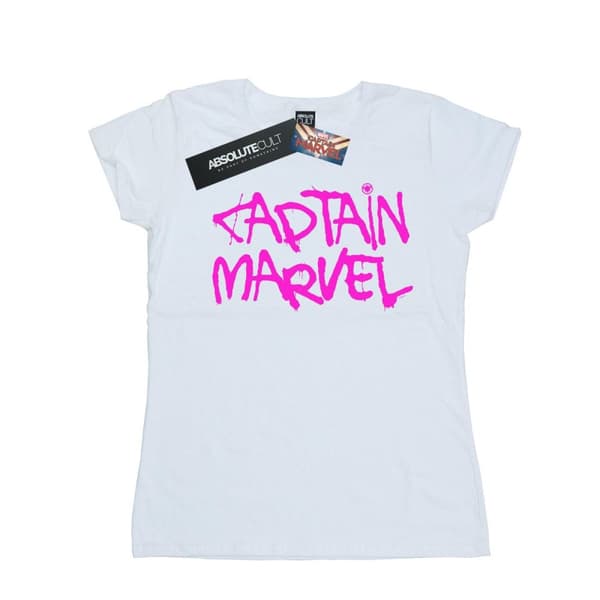 Marvel Dam/Tjej - Captain Marvel - T-shirt i bomull med spraytext