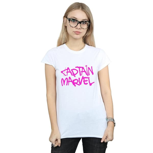 Marvel Dam/Tjej - Captain Marvel - T-shirt i bomull med spraytext