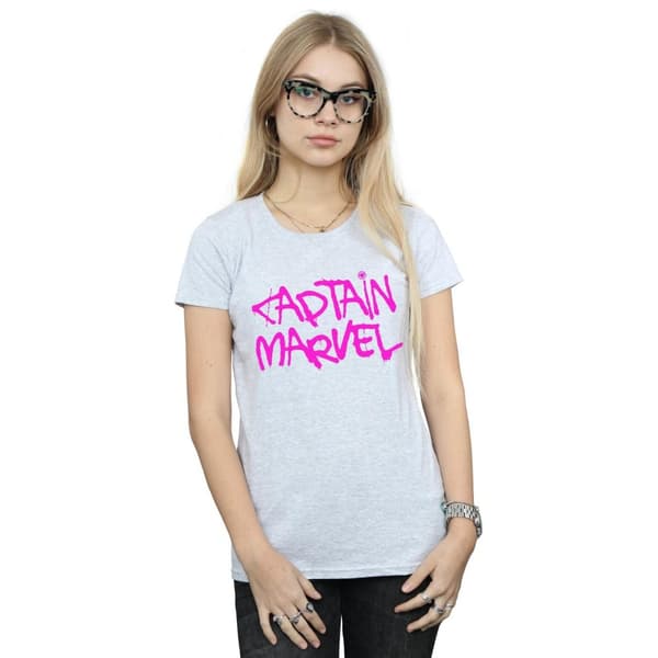 Marvel Womens/Ladies Captain Marvel Spray Text Cotton T-Shirt